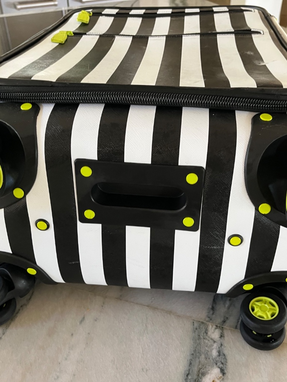 Henri Bendel  Black/white Stripe Roller bag/ Carry on - Picture 5 of 9